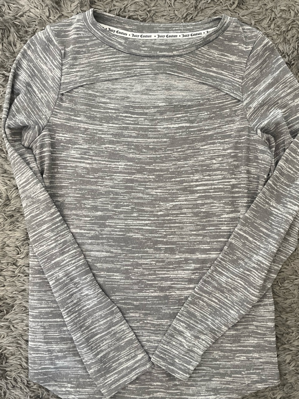 Juicy Couture Gray & White Space-Dye Long Sleeve Top